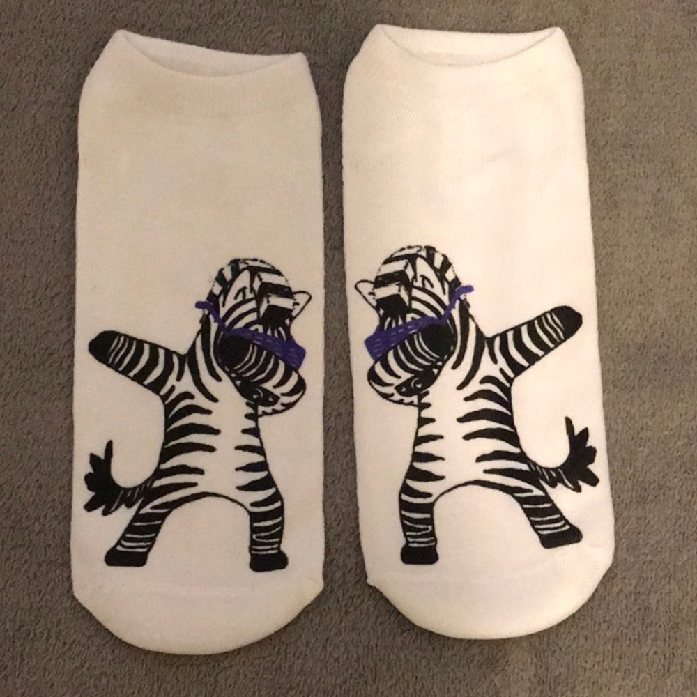 Dabbing Zebra Ankle Socks